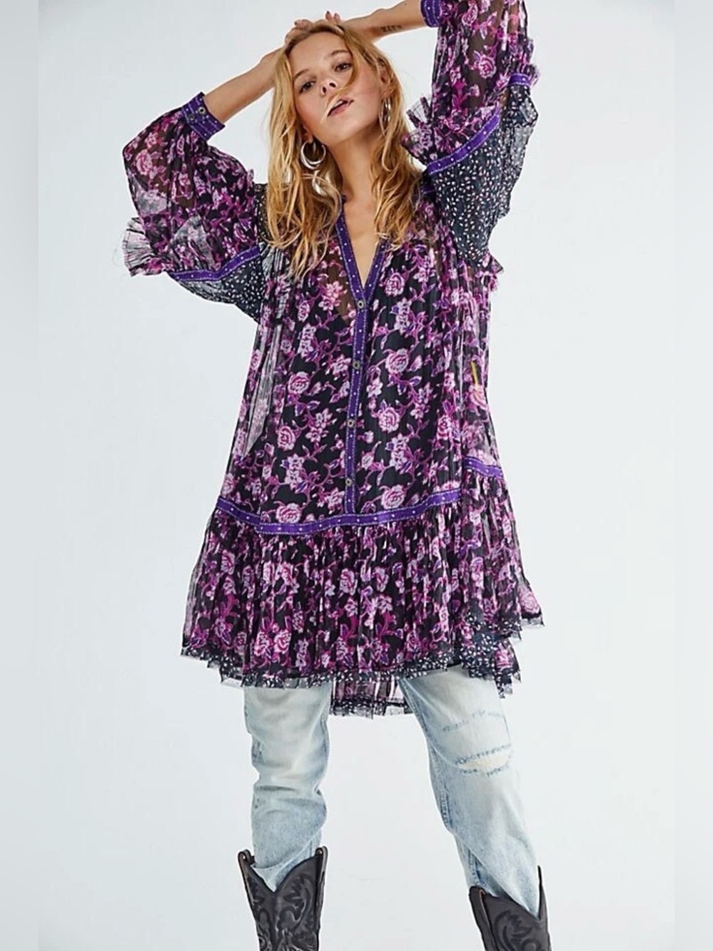 NWT Free People Rosebud Print Mini Dress Tunic